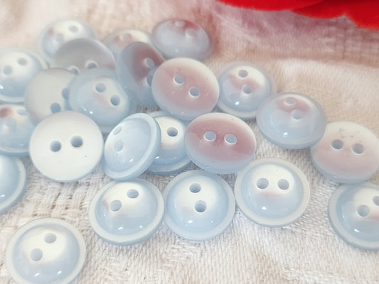 Lot 21 petits boutons vintage bleu lumineux 1,1 cm ref 5954