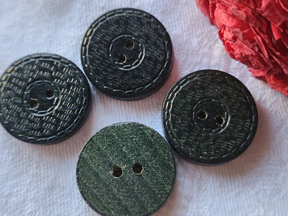 Lot 4 boutons anciens en bois vert 2,1 cm ref 5320