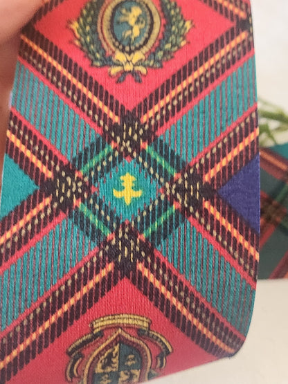 Large galon ruban  ancien ecossais blason armoirie  2 métres sur 6,7 cm B9