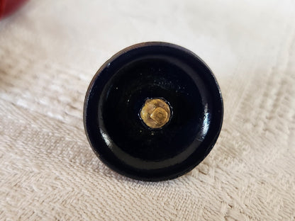 Haut bouton ancien en verre bleu argenté pied métal 2,3 cm ou 23 mm G18D