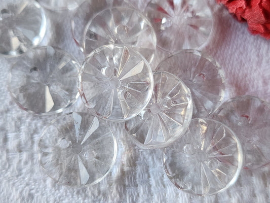 Lot 12 boutons anciens transparents plastique petits 1,4 cm ref 5734