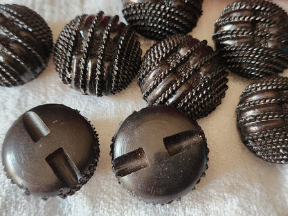 Lot 8 boutons vntage en résine marron 2,1 cm pied ref 2976