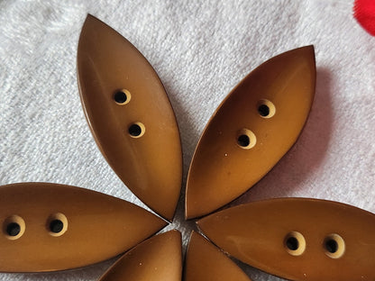 Lot 6 longs et étroits boutons vintage marron  4,6 cm sur 1,6 cm ref 5738