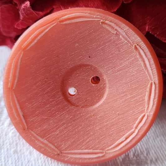 Enorme bouton vintage mat rose à trous 3,8 cm ou 38 mm  ref 2022