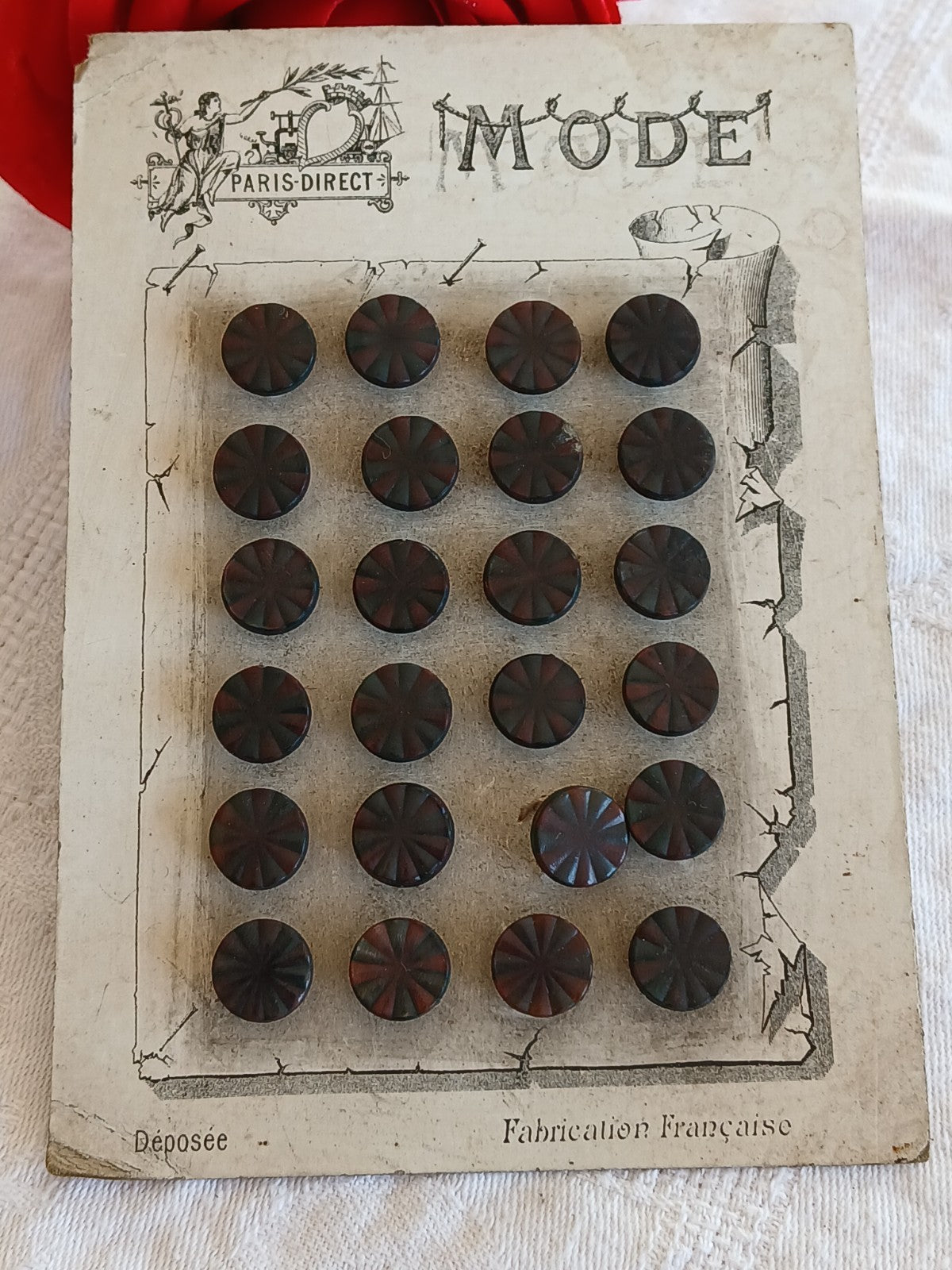 Collection lot 24 boutons anciens pieds  1,1 cm ou 11 mm vers 1900