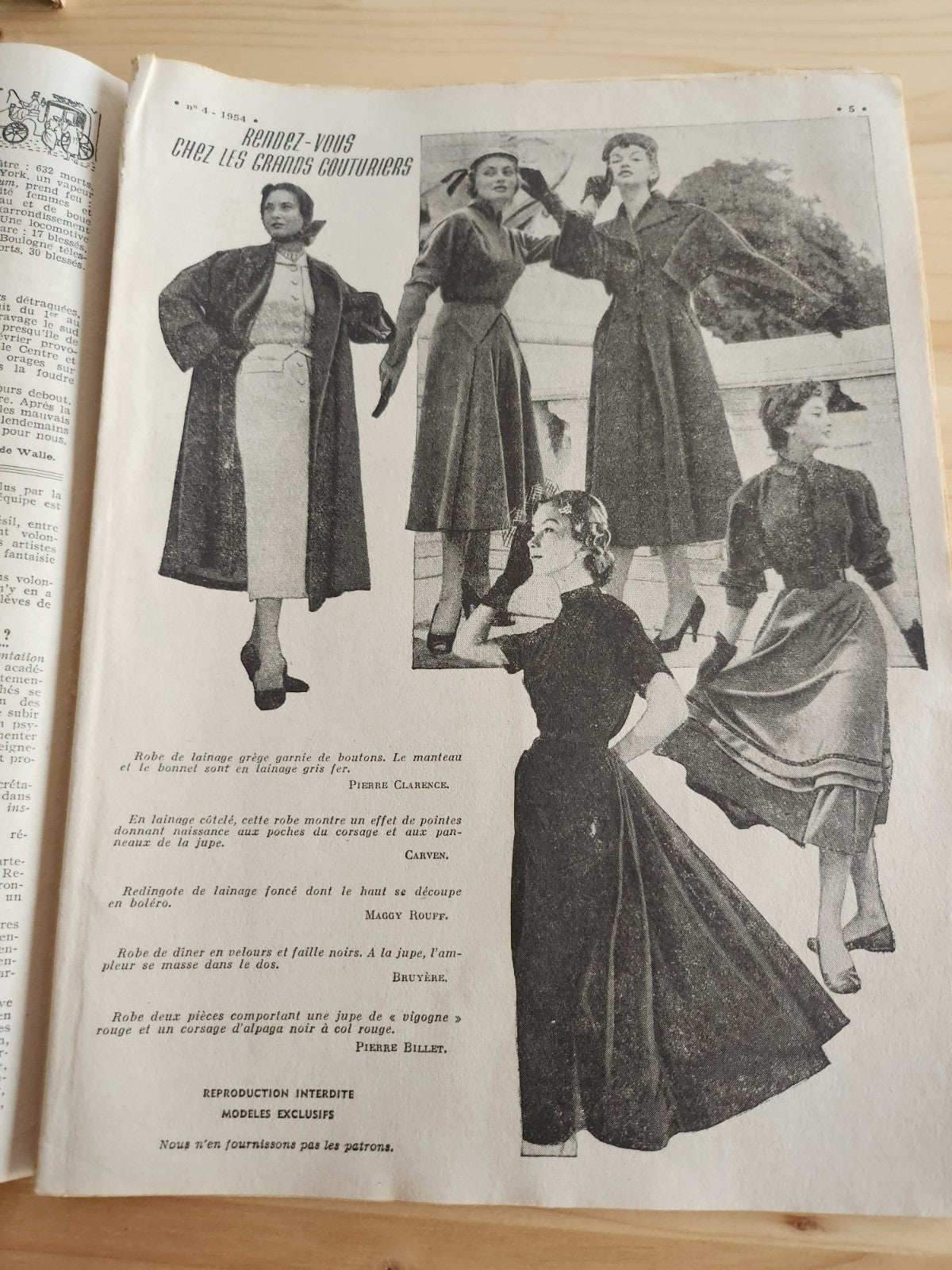 Le petit echo de la mode 1954 n°4  bonnet meunier robes enfants