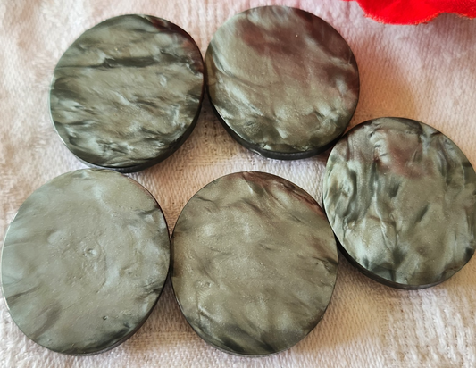 lot 5 gros boutons vintage gris marbré ovale pied 3 cm sur 2,5 cm ref 5988