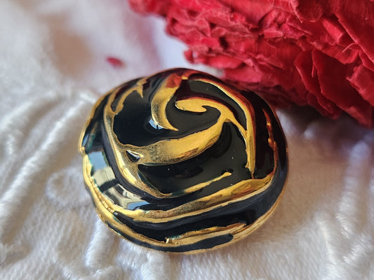 Gros bouton vintage en métal doré bouton de rose bleu lourd 2,7 cm G14B