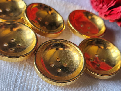 Lot 6 boutons vintage en métal doré gros 2,7 cm incurvé ref 2564