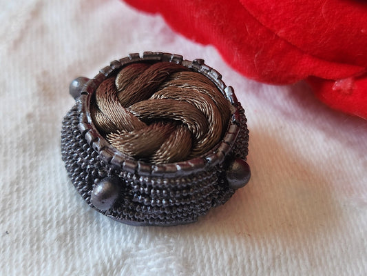 Collection bouton vintage passementerie resine marron gris 2,4 cm G4J