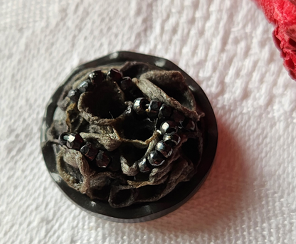 Collection bouton vintage résine perle gris pied 2,1 cm G10C