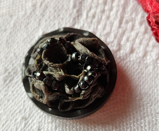 Collection bouton vintage résine perle gris pied 2,1 cm G10C