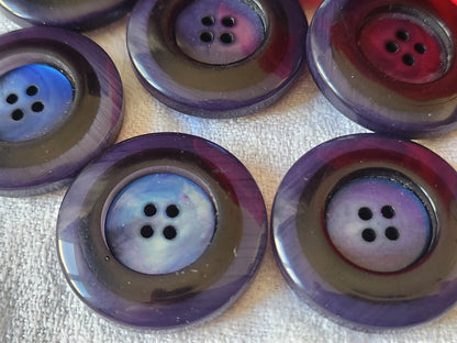 Lot 7 gros boutons vintage bleu coeur en nacre 3 cm ref 6124