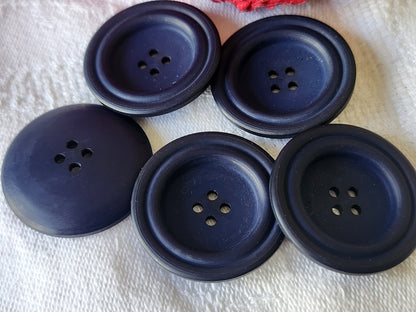 Lot 5 gros boutons vintage bleu 2,8 cm trous ref 3755
