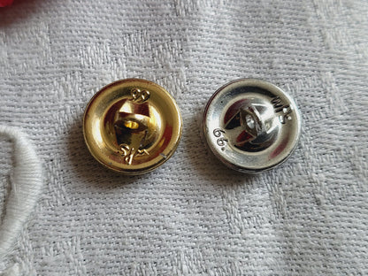 Duo boutons vintage en métal à strasser argenté doré  1,3 cm G8A