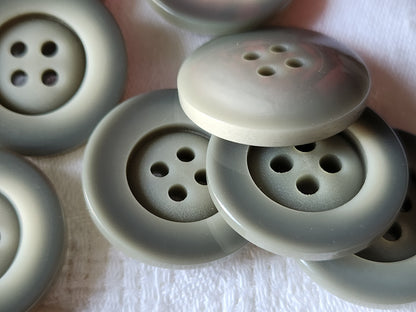 Lot 6 gros boutons vintage gris lumineux à trous 2,7 cm ref 3784