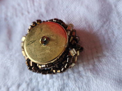 Bouton vintage en métal torsade de perle bijoux parurier 2,5 cm G2L