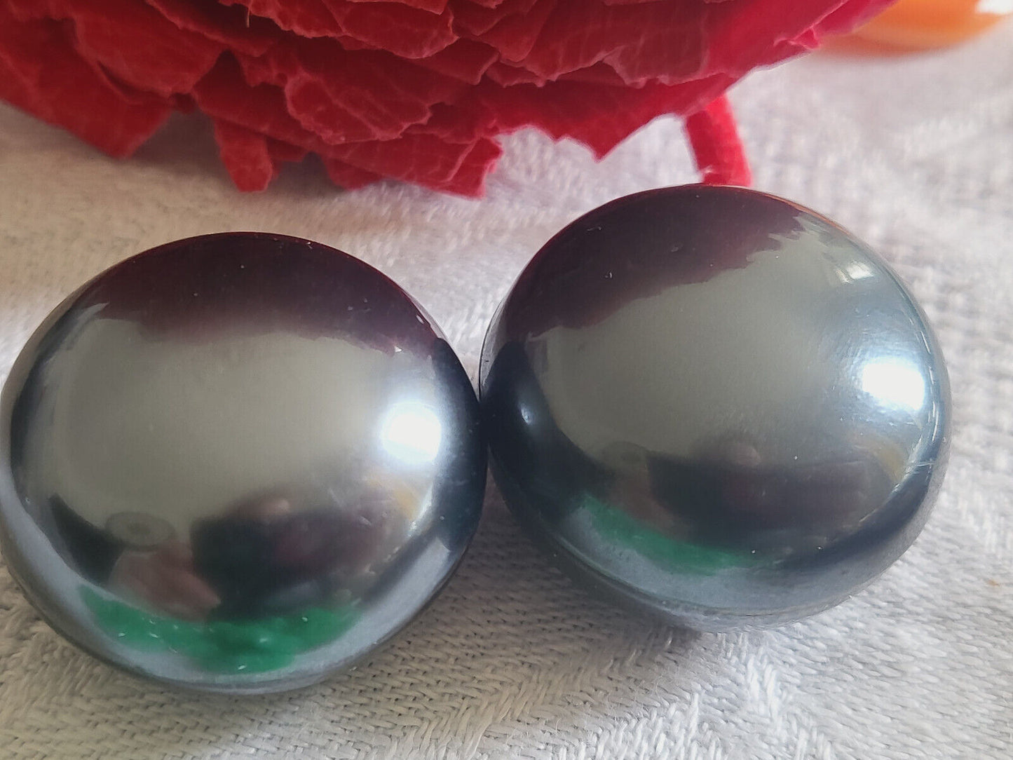 Duo boutons vintage boule gris anthracite volume 2,4 cm D17C