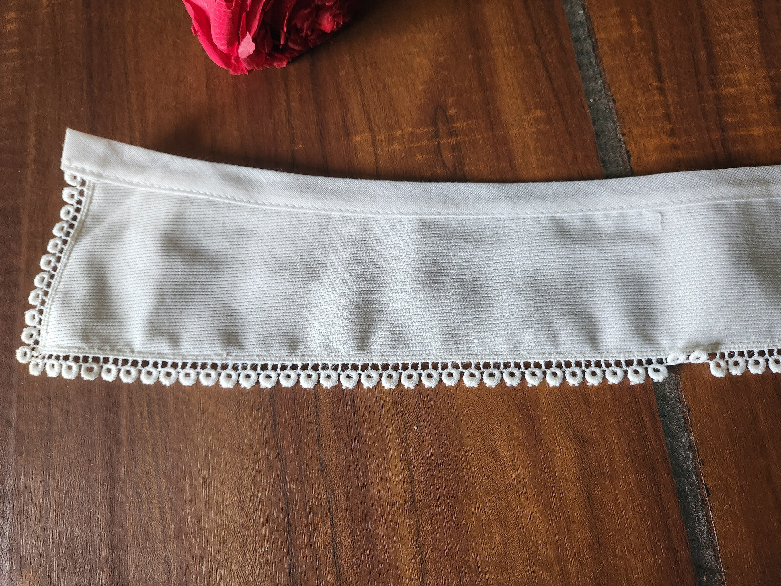 Ancien  col tissu blanc tramée  dentelle  vintage  B1-70