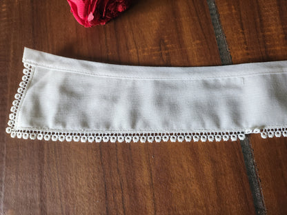 Ancien  col tissu blanc tramée  dentelle  vintage  B1-70