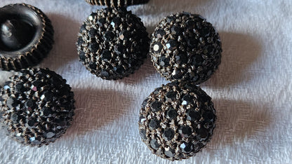 Lot  6 boutons vintage parurier resine strass  marron bombé  1,8 cm ref 3454