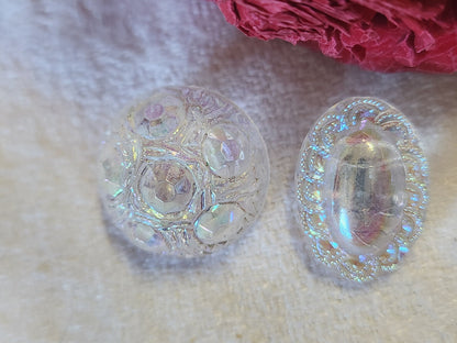 duo boutons anciens en verre mordoré 1,8 et 1,3 sur 1,8 cm G8H