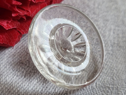 Gros bouton ancien en verre transparent à perler ou strasser 2,8 cm G17D