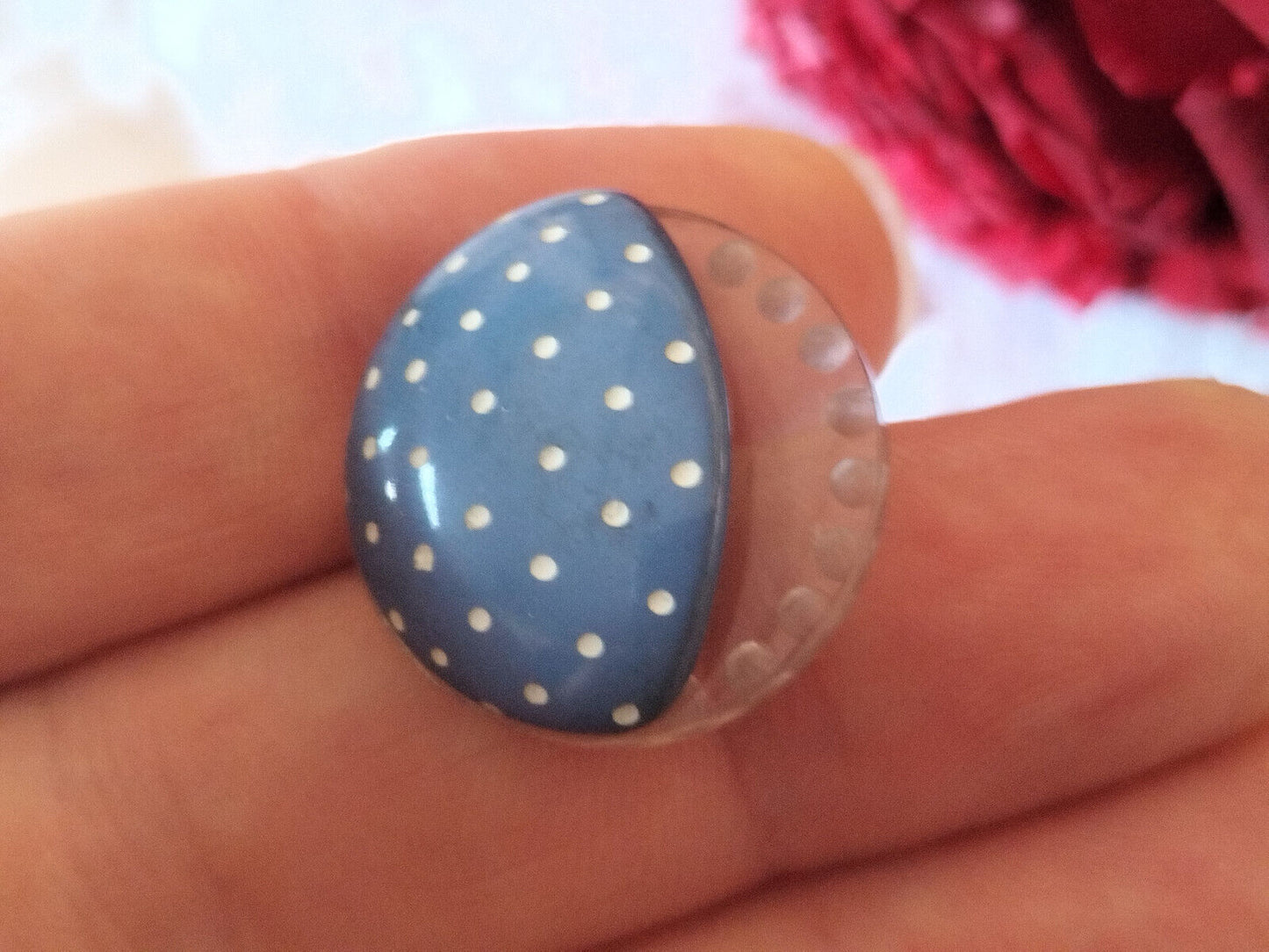 Beau bouton ancien bleu transparent collection originaux vintage 2,2 cm ref 3325