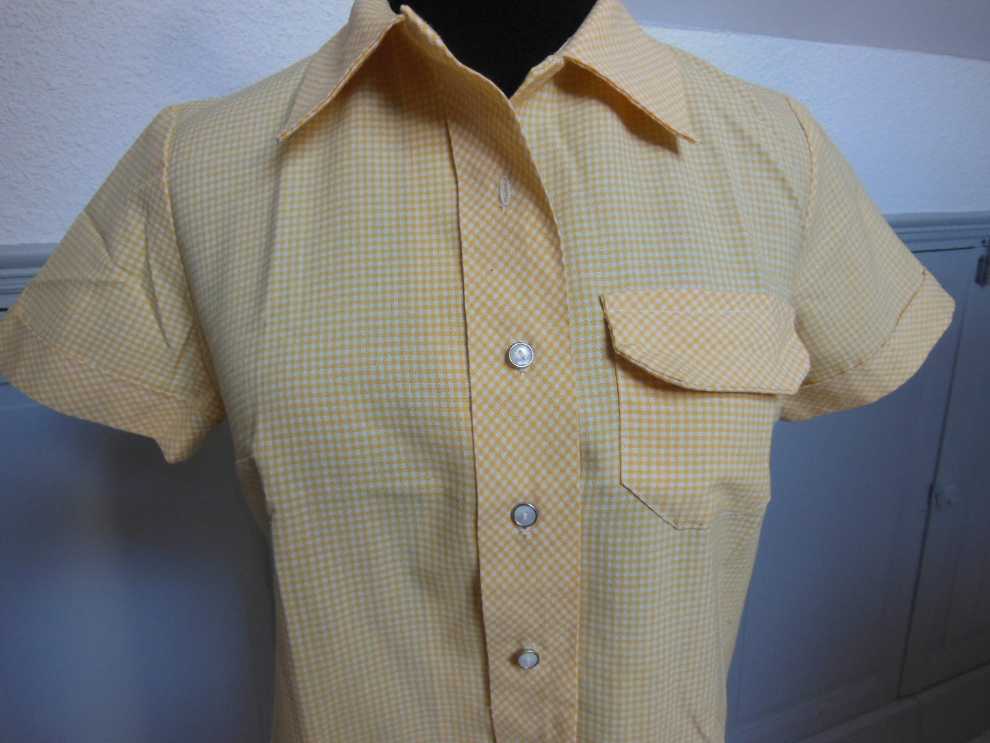 Pur vintage robe  ancienne vichy jaune inspi sportwear  ref PORT