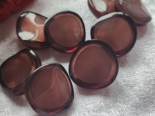 lot 6t beaux boutons vintage marron transparent épais pied 2,2 cm ref 166