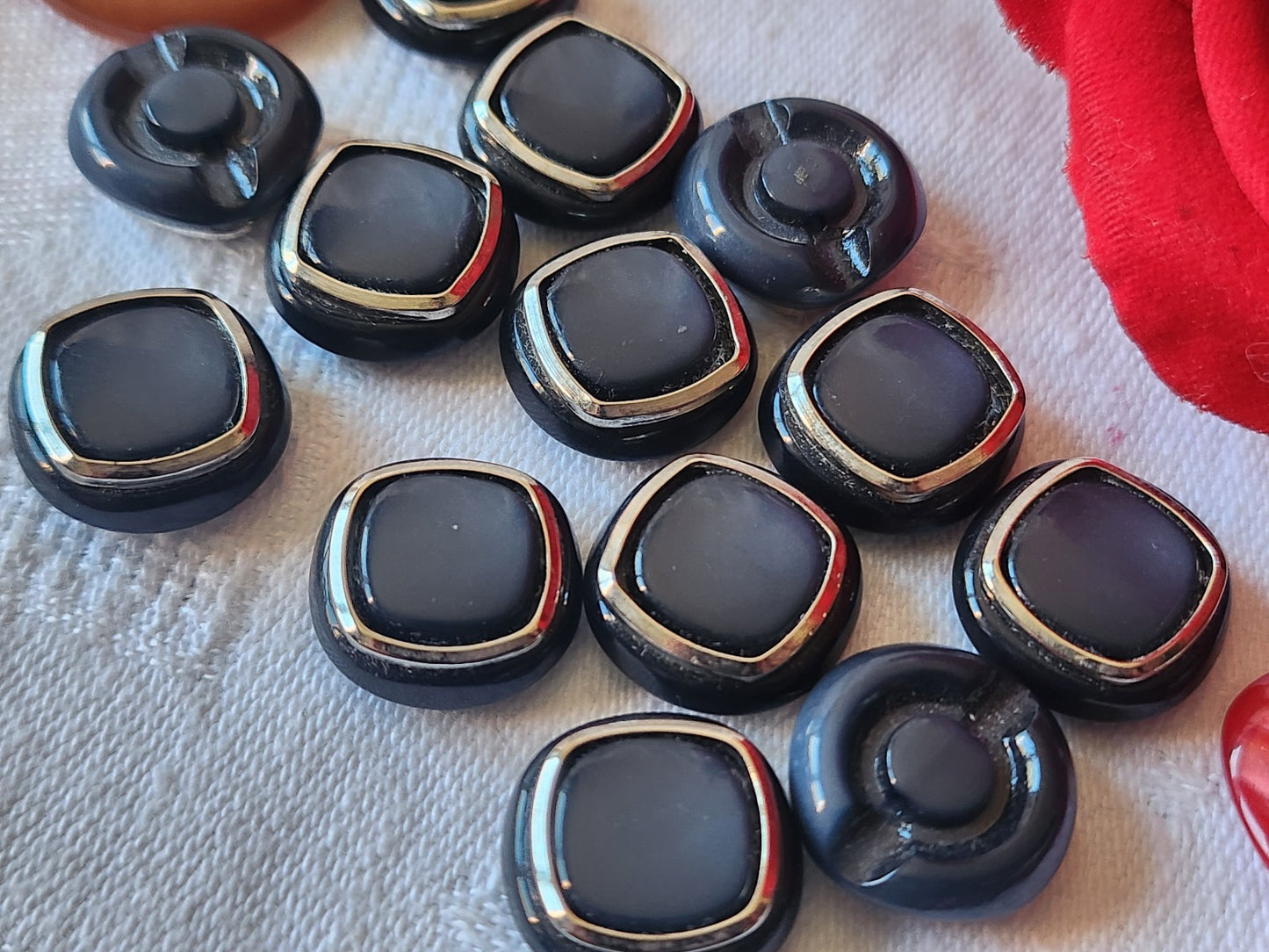 Lot 10 boutons vintage bleu argenté pied 1,5 cm ref 2497