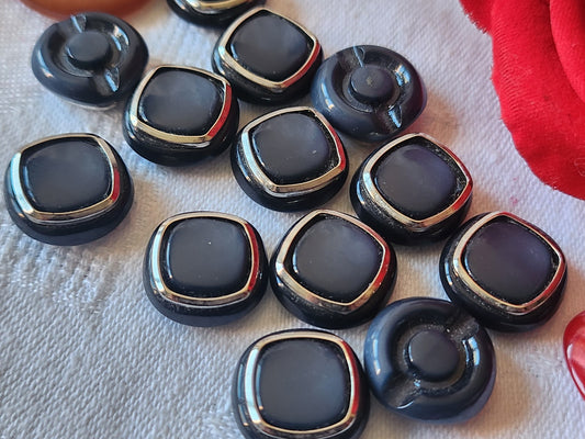 Lot 10 boutons vintage bleu argenté pied 1,5 cm ref 2497