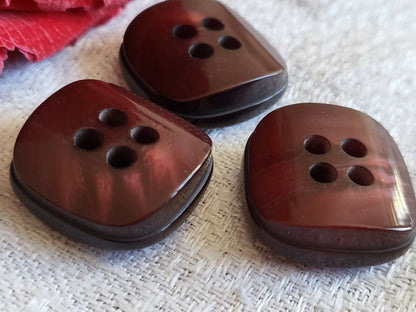 Trio boutons vintage rouge scintillant épais  2 cm ref 5470