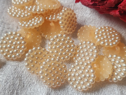 Lot 20 petits boutons vintage satiné orange texturé 1,4 cm pied ref 2531