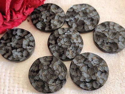 Lot 7  boutons vintage gris noir texturé pied plat 2,2 cm ref 2602