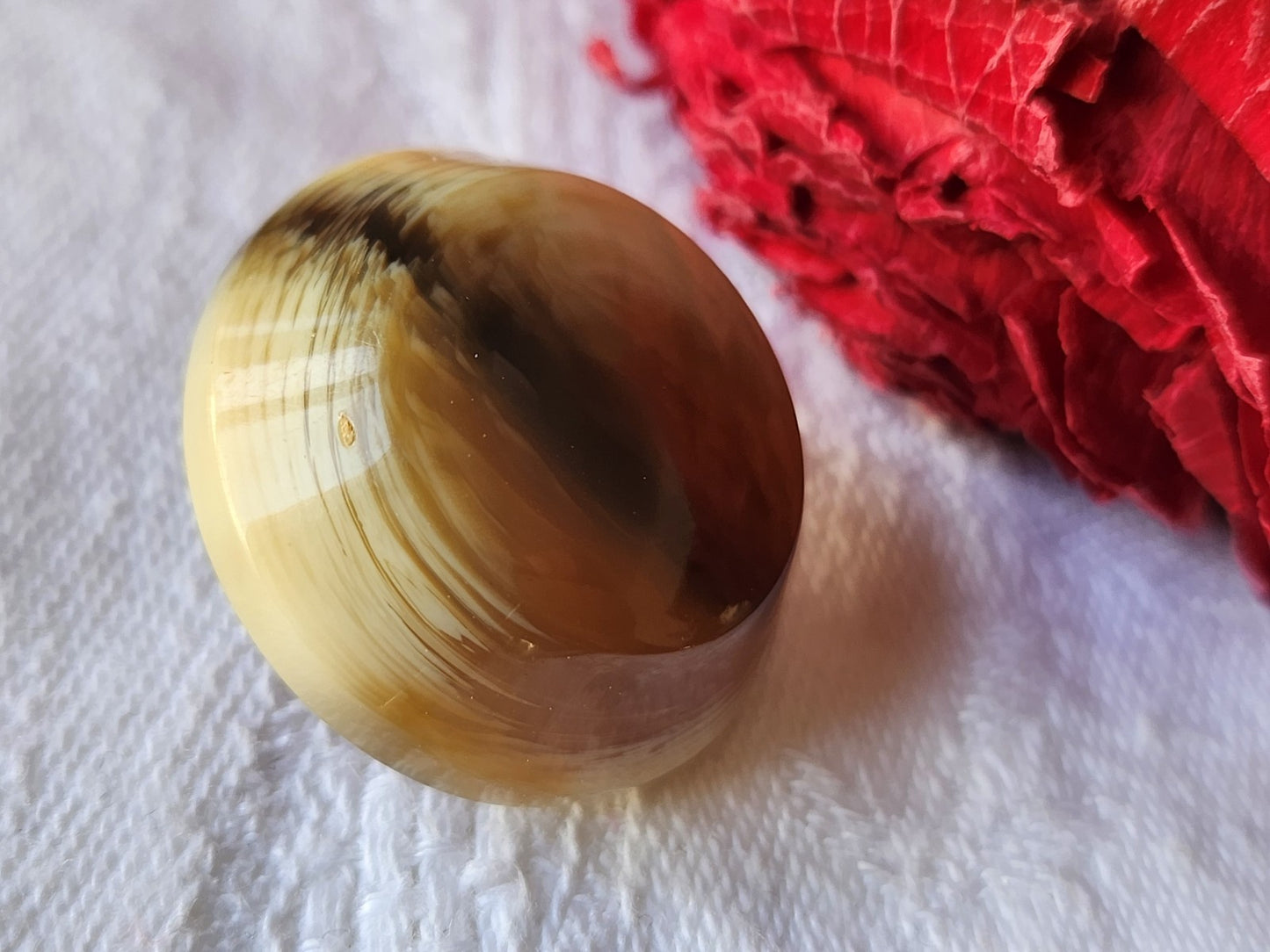 Ancien bouton imitation corne volume pied  laiton 2,5 cm G14K