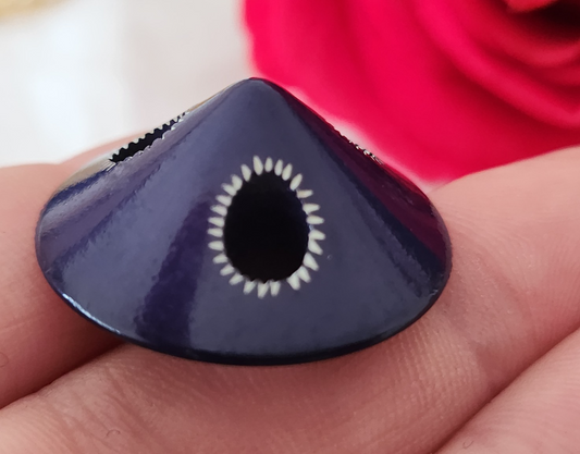 Bouton ancien bleu ajouré pied laiton gros 2,8 cm ref 5965