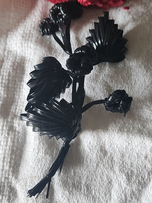 Petit bouquet ancien noir original fait main modiste chapeau vintage T0-25