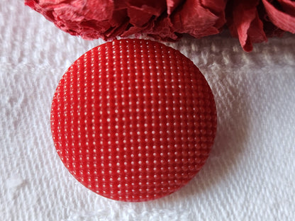 Bouton ancien en verre rouge picot texturé 2,2 cm pied D10R