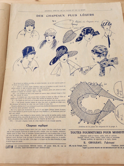 Journal de l'institut de coupe de paris année folle mode Fevrier 1926 patron