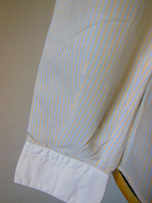 Pur vintage jolie chemise ancienne rayé jaune bleu ideal avec jean  38? B1