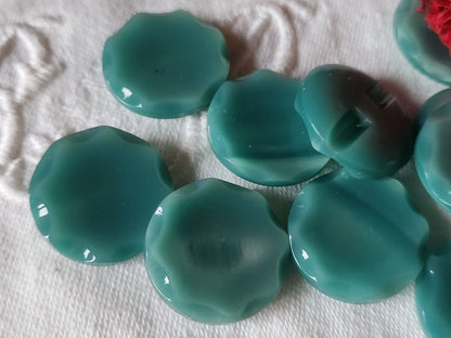 Lot 6 boutons vintage bleu pourtour travaillé pied plat 2,2 cm ref 6056