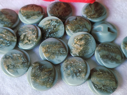 Lot 15 boutons vintage vert paillette joli pied 1,8 cm ref 3926