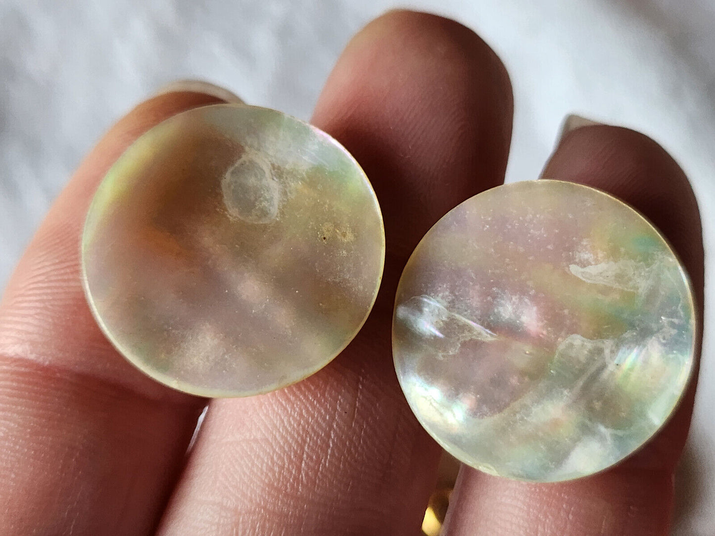 Collection duo boutons anciens en nacre mordoré 2,3 cm D11O