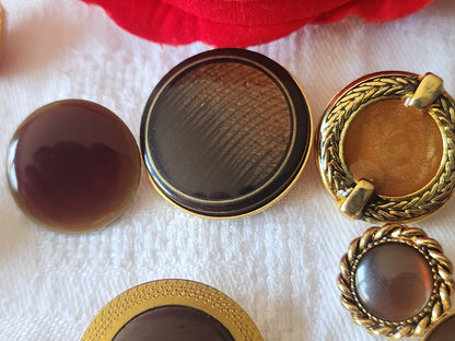 Lot 10 boutons vintage en métal marron panaché 1,5 à 2,6 cm ref 6047