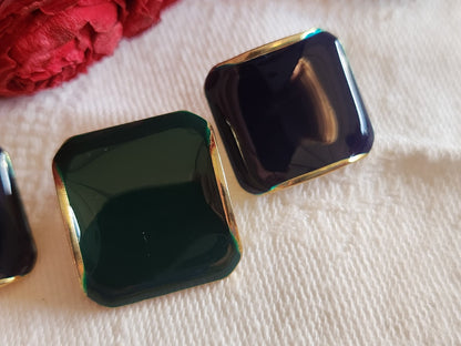 Trio boutons vintage en métal bleu vert pied 1,5 sur 1,6 cm et 1,7 sur 1,9  D7D
