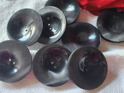Lot 6 gros boutons vintage gris lumineux pied 3,3 cm manteaux lourd ref 3738 *