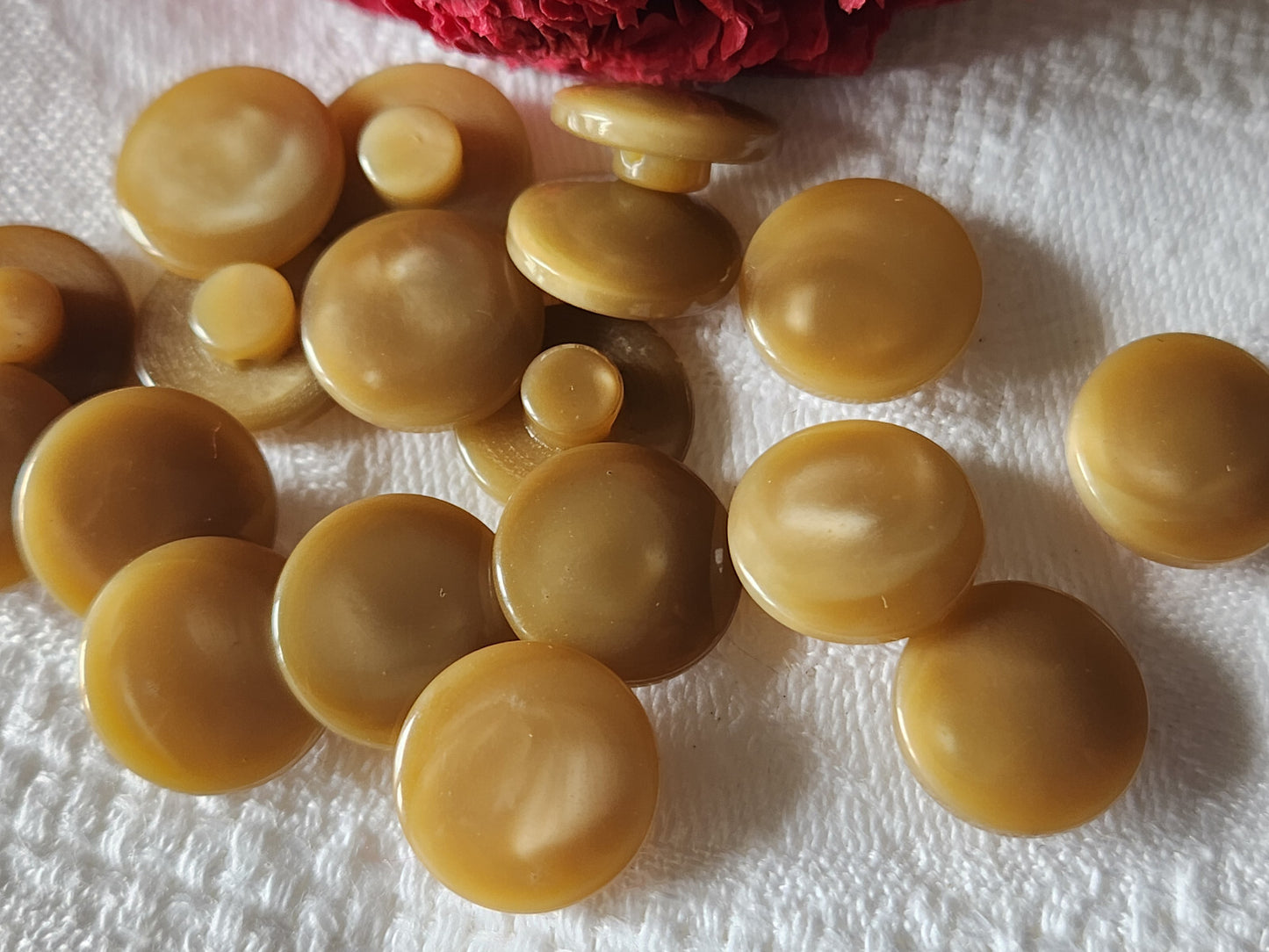 Lot 17 boutons vintage marron lisse  pied 1,4 cm ref 1813