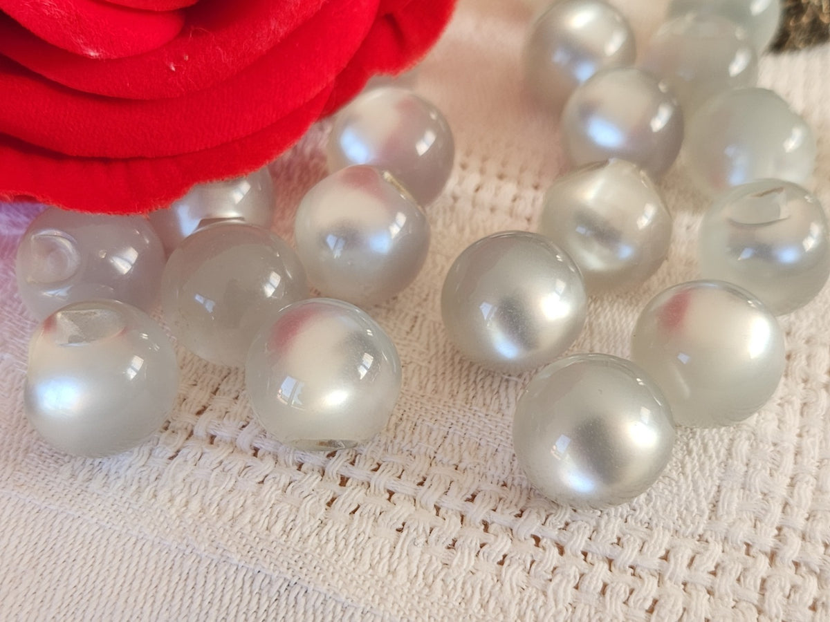Lot 17 boutons vintage boule lumineux gris 13 mm ou 1,3 cm ref 6514