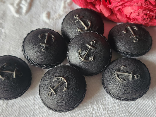 Lot 7 gros boutons vintage bombé ancre de marine superbe 2,5 cm ref 1603